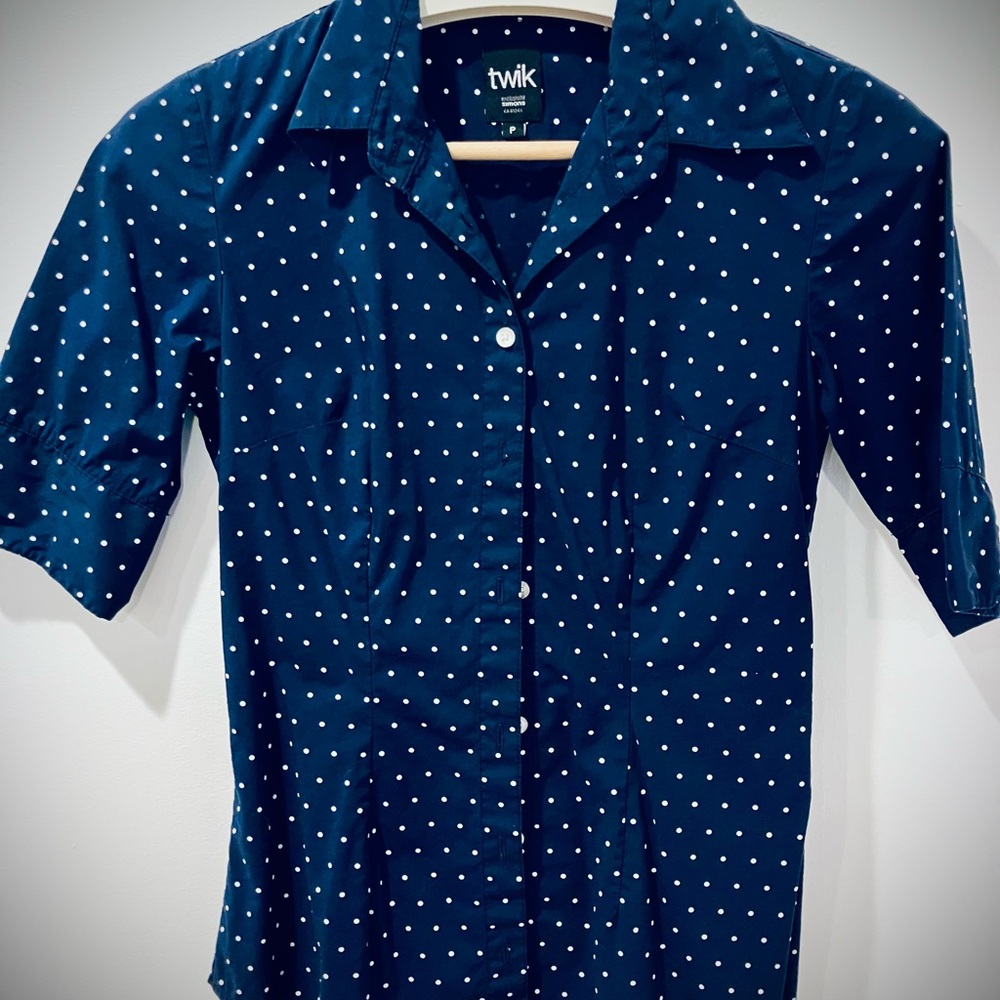 Twik 3/4 sleeve Navy Polka Dot Shirt